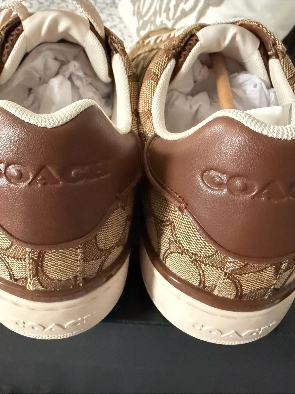 Coach Women's Signature Canvas Low-Top Sneakers in Brown and Cream - Picture 3 of 7